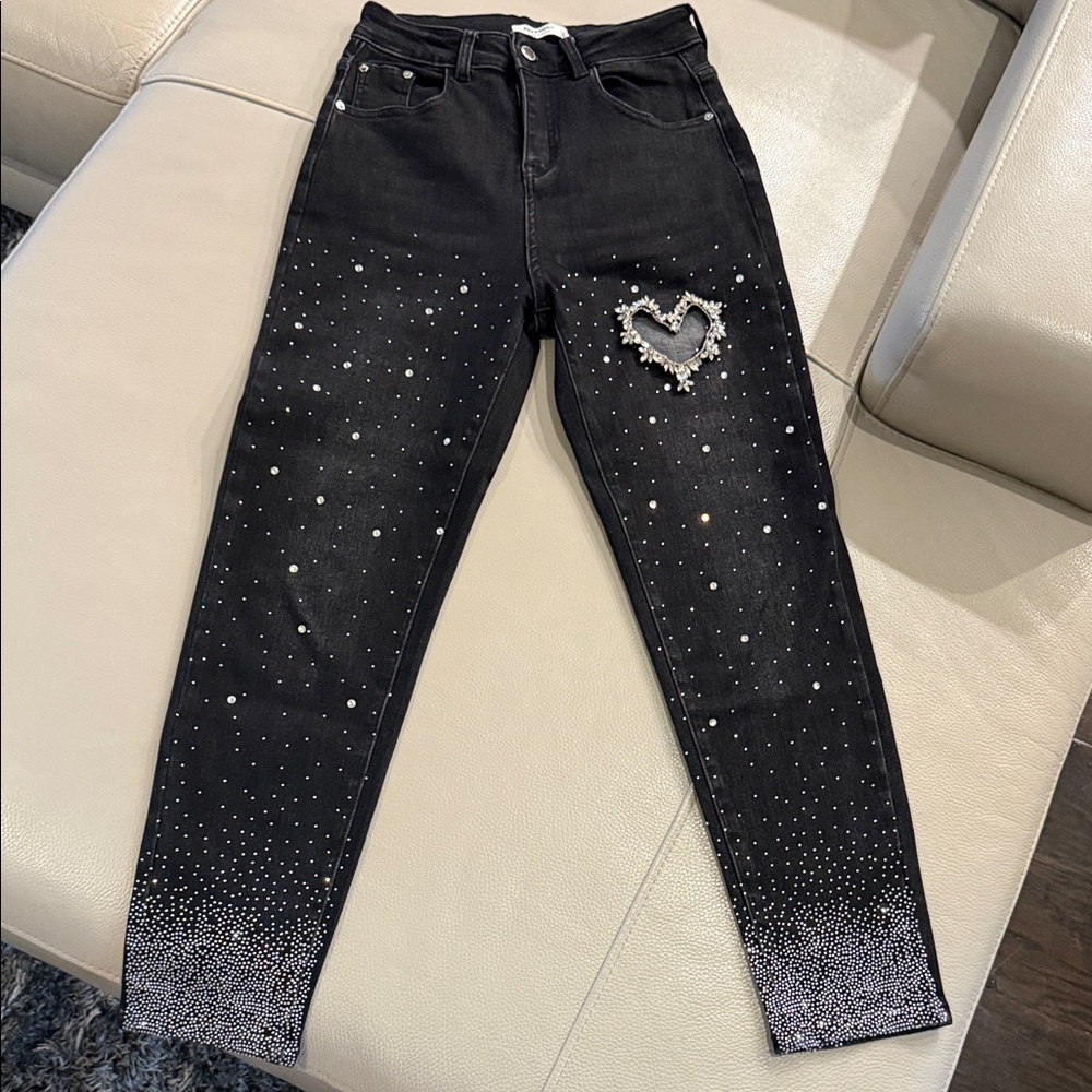 Black Embellished Women's Jeans